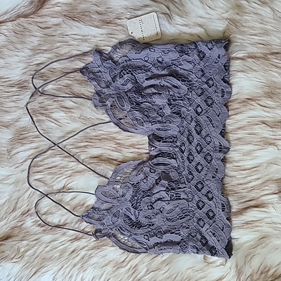 NWT Free People Intimately Adella Longline Bralette size L in Slate - Picture 2 of 5